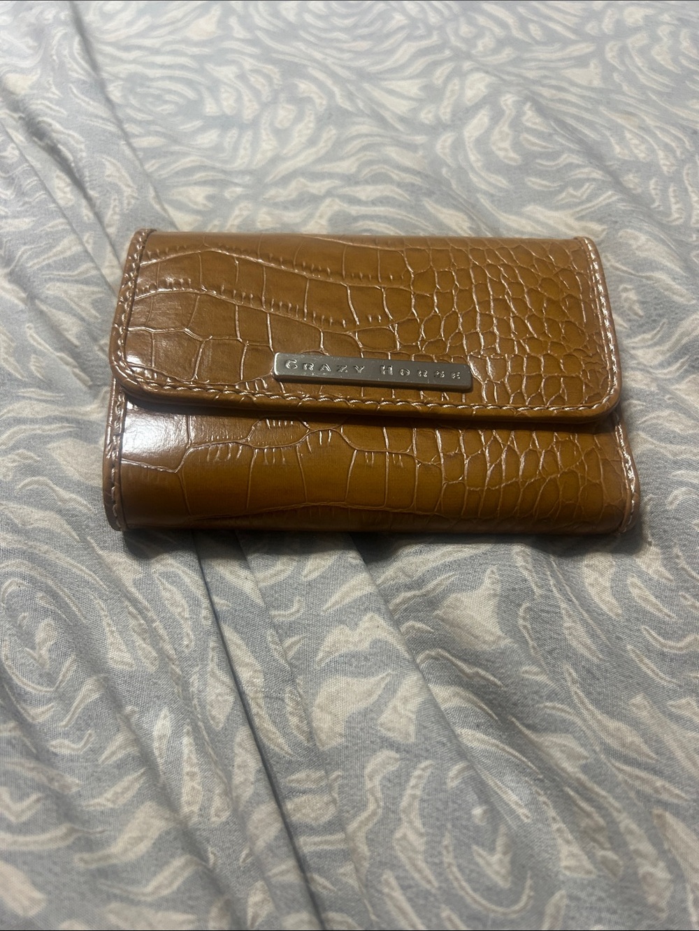 Liz Claiborne Croc-Embossed Trifold Wallet in Brown